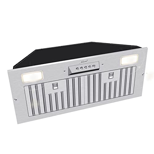 Akicon Insert/Built-in Range Hood,Ultra Quiet, Powerful Suction Stainless Steel Ducted Kitchen Vent Hood with LED Lights and Dishwasher Safe Filters, 3-Speeds 600 CFM (30 inch Warm)