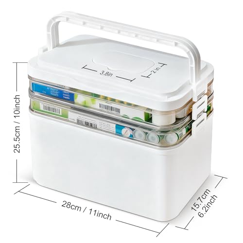 Boîte à médicaments grande capacité avec compartiments et couvercle de protection - 4
