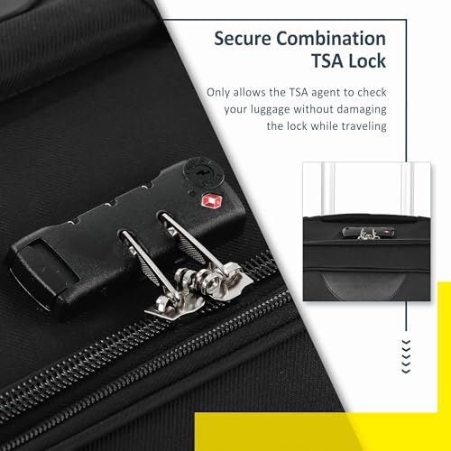Lightweight Expandable 3 Piece Luggage Set with Spinner Wheels, TSA Lock, Organized Interior, Black Travel Suitcase Set4
