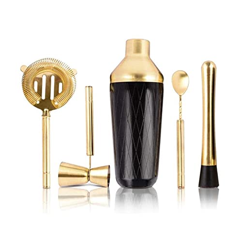 Cocktail Shaker Set Ensemble à Cocktail Shaker Cocktail Shaker bar sertie d'accessoires - kit de martini avec une cuillère de mixage et une cuillère de mélange, une passoire, des outils de bar Muddler