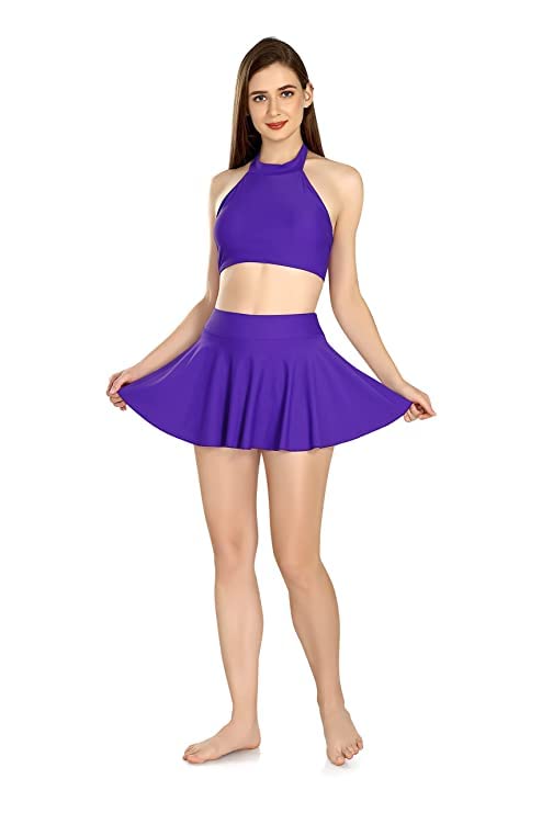 Neck Swimwear for Women | Stylish Swimming Costume for Women | Swimwear for Women | Two-Piece Swimsuit (M, Blue)