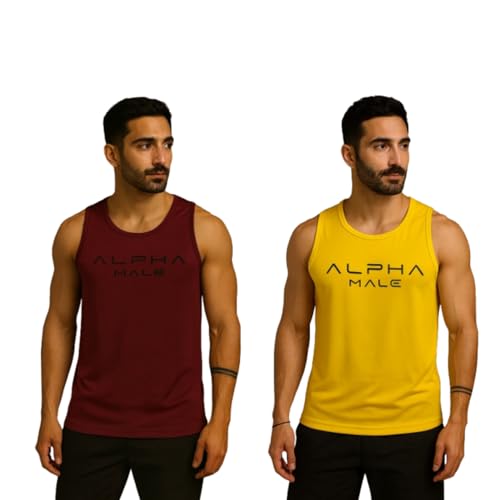 Image of Pack of 2 Sando For Men Men's Sleeveless Round Neck Vest - Pack of 2, Polyester Fabric, Quick Dry Gym & Casual Wear Gym Fit