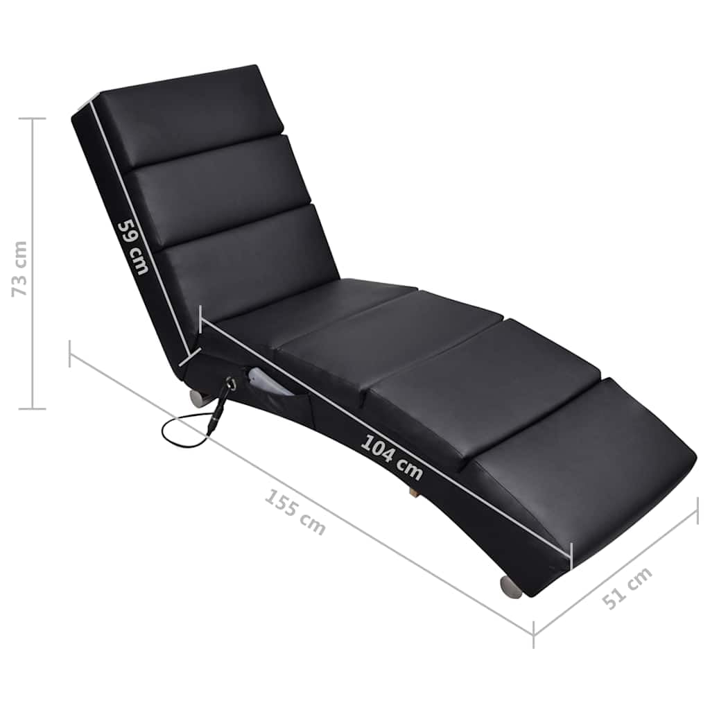 Fotel do masażu, czarny, sztuczna skóra, ergonomiczny leżak z 5 trybami masażu i funkcją ogrzewania, 8 punktów masażu, metalowe drążki, pilot zdalnego sterowania
