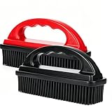 Rubber Brush for Pet Hair Removal - Effective Lint & Fur Remover Red/Black