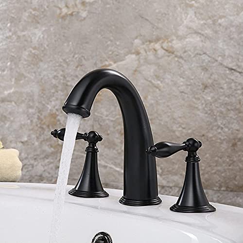 Costume trois pièces noir et robinets d'eau mélangée chaude et froide en cuivre