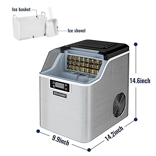 Euhomy Ice Maker Machine Countertop, 2 Ways To Add Water,45Lbs/Day 24 Pcs Ready In 13 Mins, Self-Cleaning Portable Compact Ice Cube Maker With Ice Scoop & Basket, Perfect For Home/Kitchen/Office/Bar #TOP6