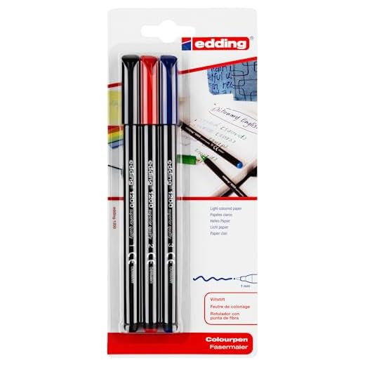 edding 1200 rotulador de color de trazo fino - negro, rojo, azul - 3 rotuladores - punta redonda de 1 mm - marcador dibujar y escribir