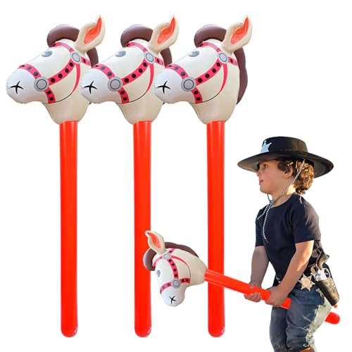 xianshi 3 Stück Hobby Horse,Steckenpferd,für Kinder Pferde,Stockpferd Aufblasbaren Aufblasbares,Hors Bastelset Hobbyhorse,Horsing Pferd Pferdekopf,Pferdespielzeug Steckenpferde (Kaffeefarbe)