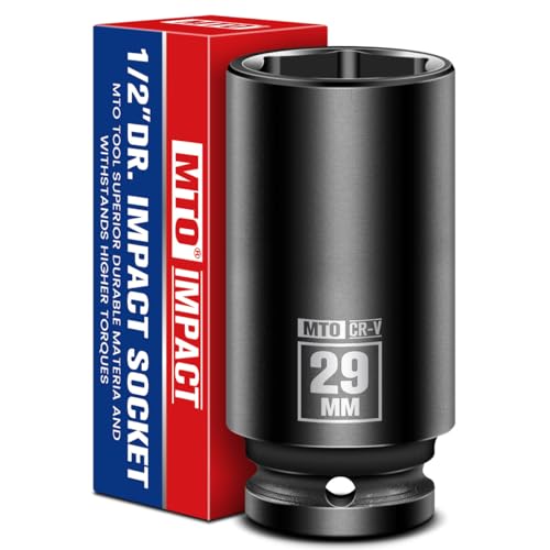 Image of MTO 1 /2 inch Drive 29mm Deep Impact Socket, 6-Point Metric Socket for Automotive Maintaince, CR-V Steel Meets ANSI Standards