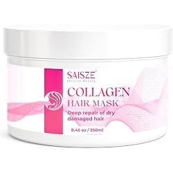 SAISZE Collagen Hair Mask for Dry Damaged Hair, 8.45 Oz, Keratin Hair Mask, Deep Repair Conditioning, Hydration and Shine