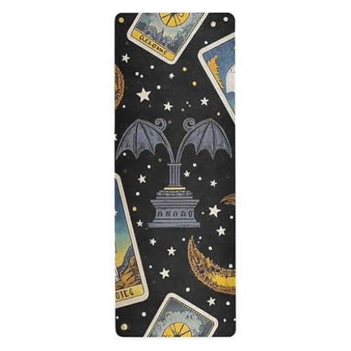Tapete de yoga gótico místico del tarot horóscopo no tóxico para impresión al aire libre, goma natural antideslizante, con bolsa de yoga para tapete para ejercicio, 180 x 66 cm, 1 mm | Ya disponible en tu tienda friki favorita! En mundofriki.es!