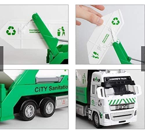 Image of Diecast Sanitation Friction Powered Truck with 360 Movement Top Open Dumper & Pull Back Vehicles Toy Trucks for Kids ?Colors as Per Stock? (City Sanitation Truck)
