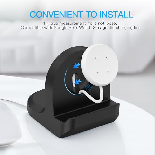 Support Google Pixel Watch 2 de charge compact avec passe-câble noir
