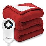 Warm Storm Heated Blanket Electric Throw 50"x60" Sherpa & Polar Fleece Heated Throw Blanket with 5 H