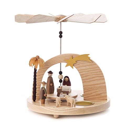 DREGENO Seiffen Pyramide mit Christi Geburt, Holz, Natur, 19.5 x 19.5...