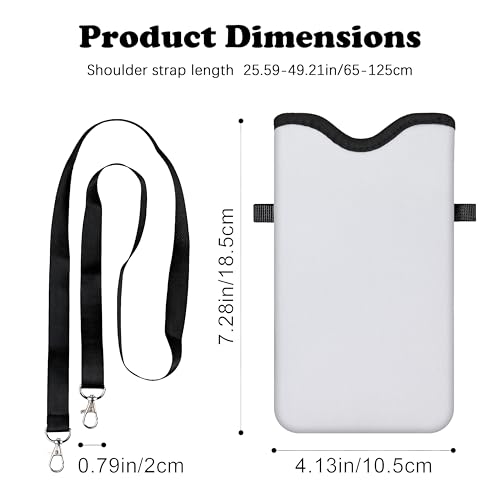 Image of Men Women Phone Sleeve Pouch Case Bag with Crossbody Strap /Neck Lanyard for iPhone 17 /16 /15 Pro Max, Air, 16 /15 Plus, 16e; White