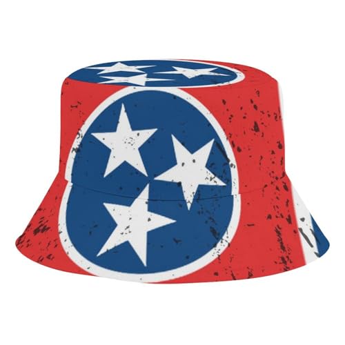 Retro Tennessee State FlagChildren's Bucket Hat for Boys and Girls, Breathable Summer Beach Hat54cm