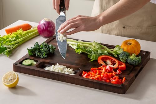 Image of THETCHRY Walnut Wood Cutting Boards for Kitchen, End Grain Chopping Board Double Sided, Large Cutting Board with Handle, Charcuterie Butcher Block for Meal Prep & Serving with Gift Box, 17 inchx13 inchx1 inch