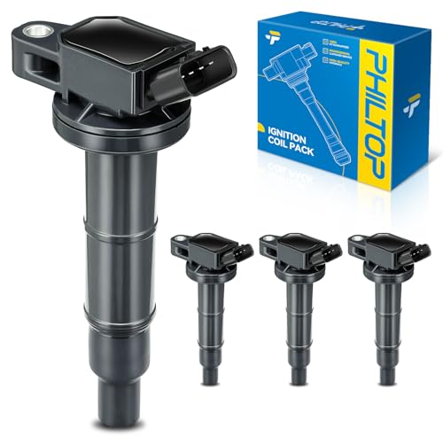 Image of PHILTOP Ignition Coil 4 Packs UF333 Fit for Toyota Camry 2002-2011, RAV4 2001-2008, Scion tC 2005-2016, xB 2010-2015, Pontiac Vibe 2009-2010, Lexus HS250h Matrix Highlander Solara Corolla 2.4L