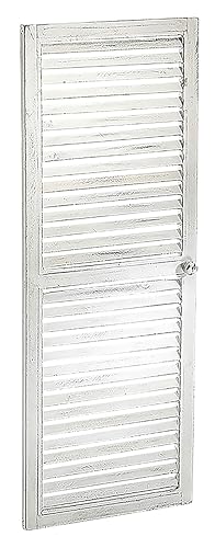 Kobolo Deko-Fensterladen Zier-Fensterladen Tür mit Lamellen - 35 x 90 cm - Vintage - weiß - Innenbereich und geschützter Außenbereich