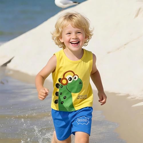 Image of Toddler Boys 4PCs Tank Top and Shorts Set Summer Clothes Cotton Outfits