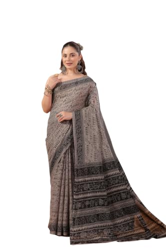 Image of TAMAIRA FASHION Mulmul Pure Cotton Saree For Woman Warli Printed|Office Wear Daily Wear Sarees For Women Without Blouse Piece(Available in 19 Colours)
