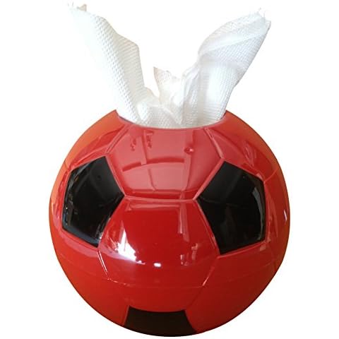 UUOUU Football Tissue Box Holder Cover Creative Round Shaped Paper Holder for Home Bedroom Office Decoration Red Cover