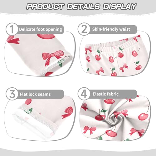 ALAZA Girls' Leggings Children's Yoga Pants Skinny Printed Dance Cherry Bow Comfortable 4T2