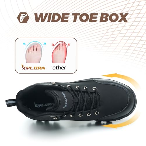 Image of Waterproof Steel Toe Boots for Men Wide Width Non Slip Work Shoes Slip Resistant Safety Toe Sneakers Indestructible Construction Composite Toe Shoe Puncture Proof Footwear