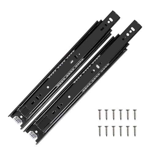 Image of Volo Heavy Duty Drawer Slides, Full Extension Ball Bearing Runners | Pack of 2 Piece | Channels for Kitchen Cabinets, Wardrobes, and Dressers (Black Mild Steel, 12 Inch)