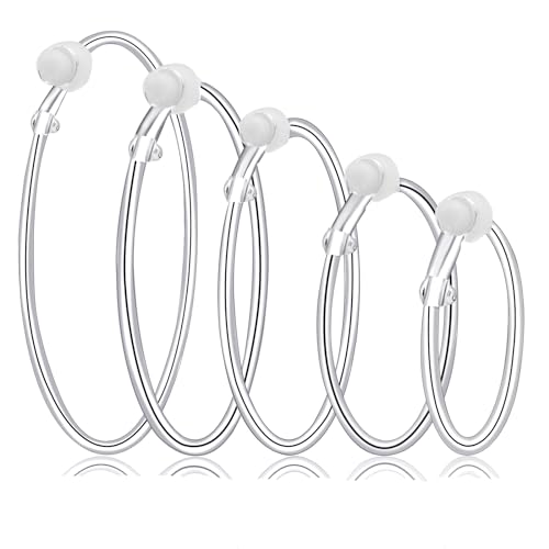 Aylifu 5-Pair 925 Silver-Plated Hoop Clips