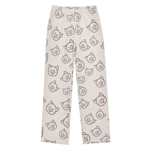 Cute Piggy Pig Boys Long Pants Soft Trousers Elastic Waist Kids Lounge Bottoms with Pockets S-XL