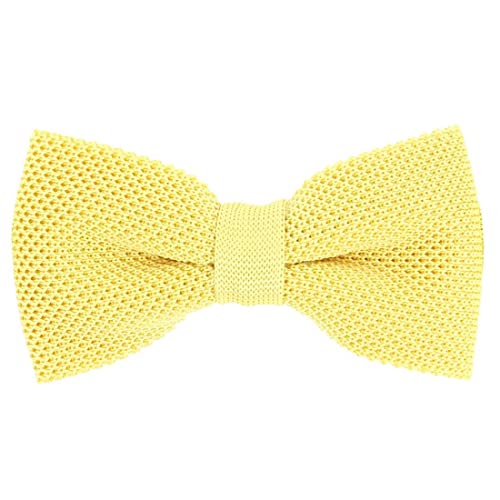 Noeud papillon tricot soie jaune paille uni PAULO fabrication Italie