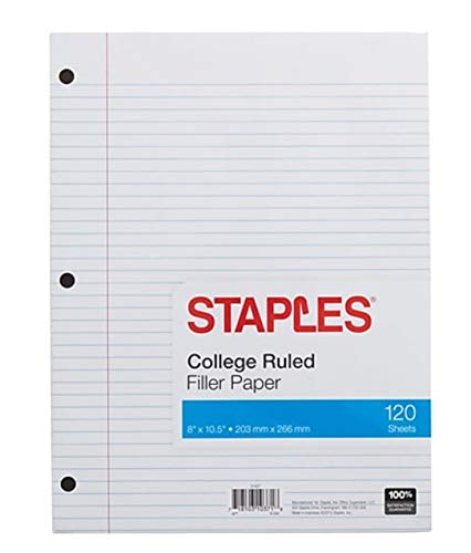Staples College Ruled Filler Paper, 8