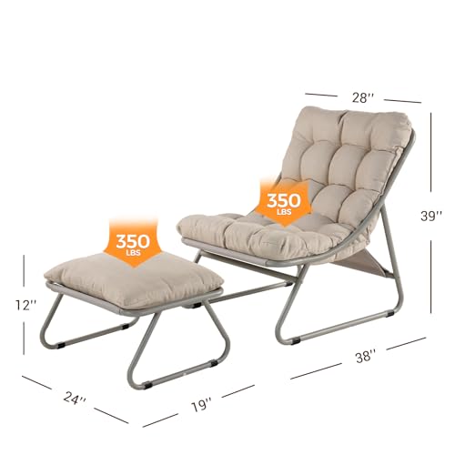 Grand Patio 535.1181.001.001 Outdoor Lounge Chair With Ottoman Comfy Sling Recliner Chair With Puffy Cushion Samba Modern Patio Furniture Set thumb #1