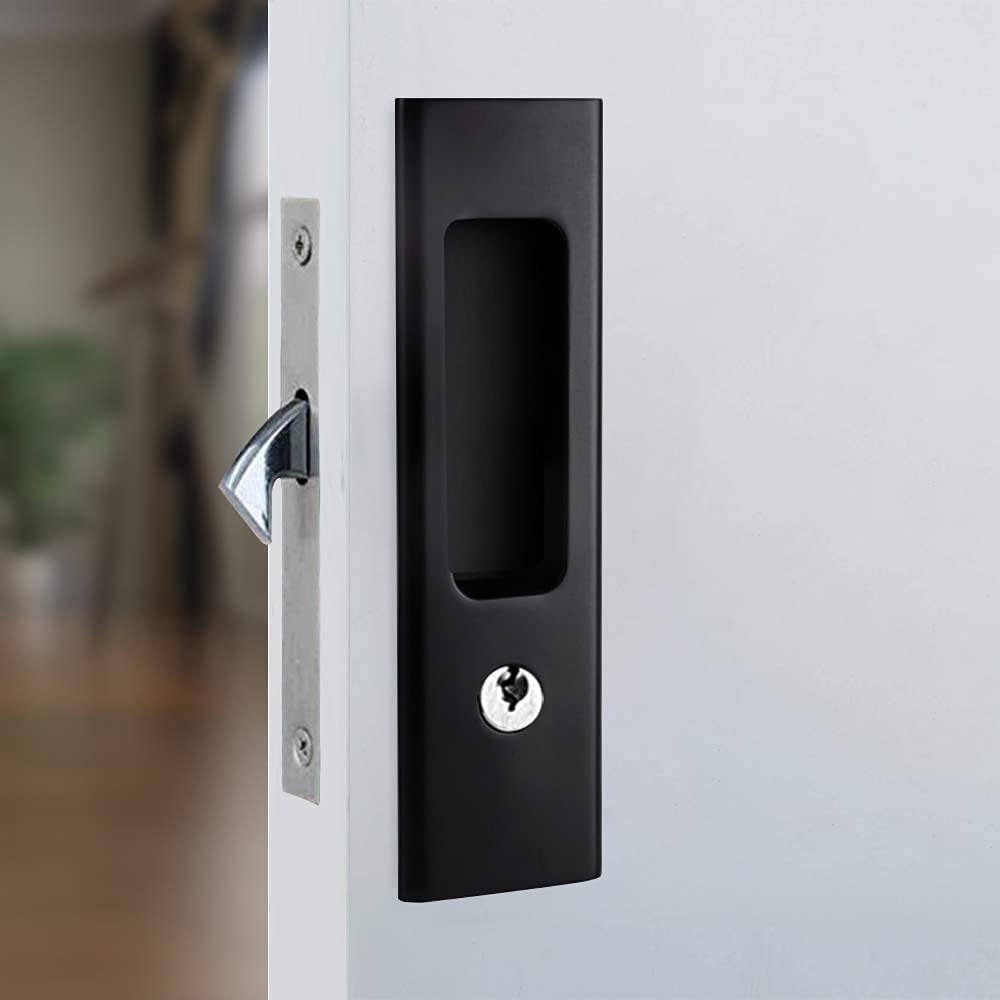 Cerradura de puerta de bolsillo de privacidad de 6.3 pulgadas, manija de cerradura de puerta invisible con llaves, manija de puerta empotrada para cerradura de puerta corredera de bolsillo,