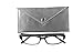 Foster Grant 6 Pcs Modera Eyeglasses Case Metallic Silver soft with micro cleaning cloth (Glasses not included)