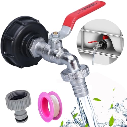 Grifo Jardin Aleación De Zinc,Adaptador De Depósito IBC, 3/4" Adaptador De Tanque IBC, Grifo De Depósito IBC, Adaptador Bidon 1000 L, Para Exterior Jardin Deposito Agua Lluvia Adaptador