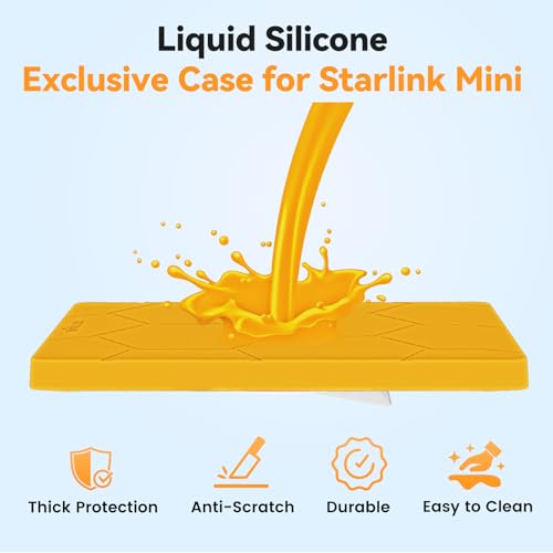 Image of Starlink Mini Protective Cover Case Hailproof Liquid Silicone Protective Case for Starlink Dish Starlink Mini Accessories Waterproof Shockproof Portable for Outdoor Camping,Safety Yellow