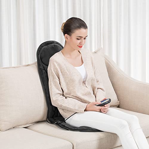 Image of Snailax Vibration Massage Seat Cushion with Heat, Back Massager, Massage Chair Pad with 6 Vibrating Motors and 2 Heat Levels, Chair Massager for Home Office Use(Black)