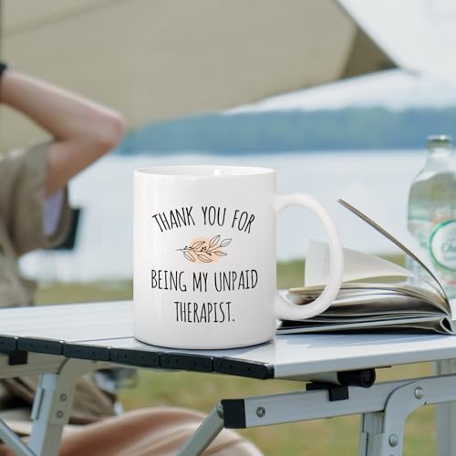 Taza de agradecimiento para terapeuta, diseño redondo, color blanco miniatura 2