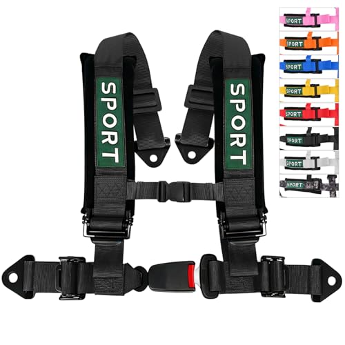 BESTZHEYU 4 Point Harness SFI with 2 Inch Comfortable Heavy Duty Shoulder Padding with Quick Auto buckle for UTV ATV Sports Car Racing Car Car Black Racing Harness