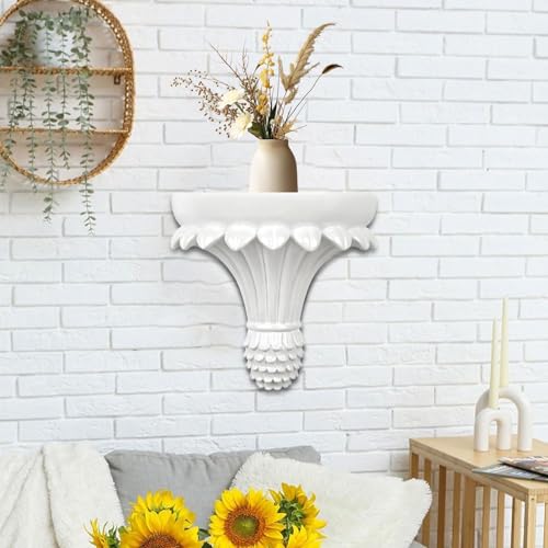 Étagère murale décorative en résine raffinée, grand modèle blanc de style rétro - 6
