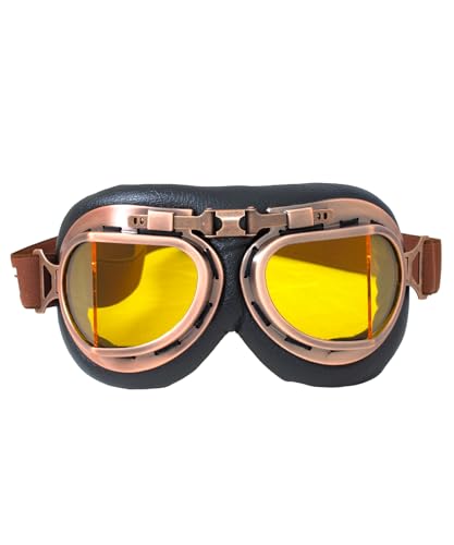 CRG Sports Motorcycle Goggle Vintage Aviator Pilot Style Motorcycle Cruiser Scooter Goggle for Man,Women, Adult