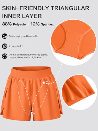 Women's Running Shorts with Liner Mid Waisted Side High Split Gym Athletic Sport Workout Shorts for Women Quick Dry Lightweight - Image 5
