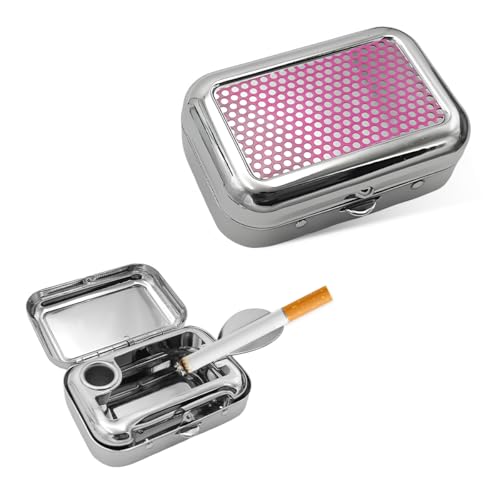 Image of Mini Portable Ashtrays, Metal Pocket Dustproof Car Ash Tray with Lid, Compact Square Windproof Car Cigar Ashtrays, Decorative Cigarette Snuffers Ashtray for Car Home Office (Purple)