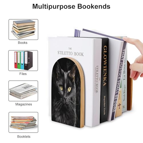 Sujetalibros moderno universal de madera con base de metal antideslizante para libros 4