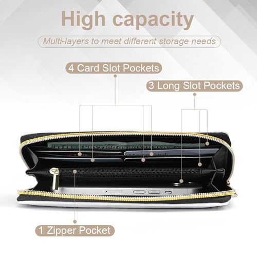 Travel Purse Fashion Design, Huge Storage Capacity Wallet, Cute Decor Wallet, Long PU Zipper Purse Diamond Bride Wifey Gift4