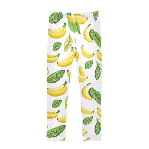 Wusikd Bananas Leaves Girls' Leggings Toddler Doodles Kids Yoga Pants Dance Active Tights 4T
