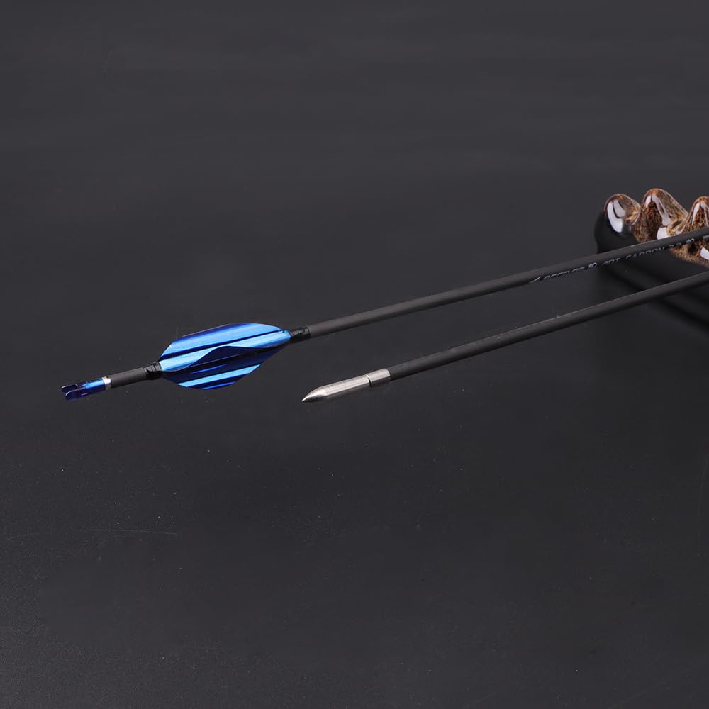 12 Pezzi Frecce con Piume a Spirale, Lunghezza Dell'asta 31 Pollici, ID 3,2 mm, Spine 750 (Blue)